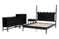 Baxton Studio Brantley Spindle 4-Piece Bedroom Set - Farmhouse Bed Frame with Matching Dresser, Chest, and 1-Drawer Nightstand, Black, Queen