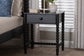 Baxton Studio Brantley Spindle Nightstand - 1-Drawer Bedside Table with Beaded Frame and Open Base for Bedroom, Black