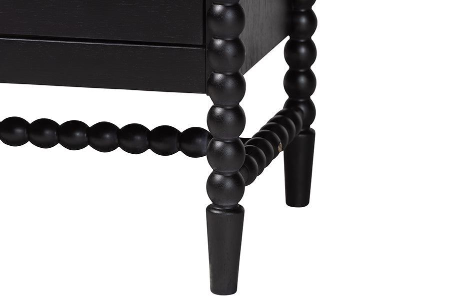 Baxton Studio Brantley Spindle Chest - 4-Drawer Vertical Storage Cabinet with Beaded Frame and Elevated Base for Bedroom, Black