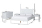 Baxton Studio Brantley Spindle 4-Piece Bedroom Set - Farmhouse Bed Frame with Matching Dresser and 1-Drawer Nightstands, White, King