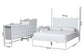 Baxton Studio Brantley Spindle 4-Piece Bedroom Set - Farmhouse Bed Frame with Matching Dresser, Chest, and 1-Drawer Nightstand, White, Queen