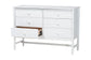 Baxton Studio Brantley Spindle Dresser - 6-Drawer Horizontal Storage Cabinet with Beaded Frame and Elevated Base for Bedroom, White