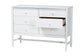 Baxton Studio Brantley Spindle Dresser - 6-Drawer Horizontal Storage Cabinet with Beaded Frame and Elevated Base for Bedroom, White