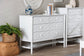 Baxton Studio Brantley Spindle Dresser - 6-Drawer Horizontal Storage Cabinet with Beaded Frame and Elevated Base for Bedroom, White