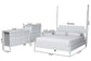 Baxton Studio Hoffman 4-Piece Scalloped Bedroom Set - Farmhouse Bed Frame with Matching Dresser, Chest, and 2-Drawer Nightstand, White, Queen