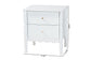 Baxton Studio Hoffman Nightstand - 2-Drawer Bedside Table with Scalloped Apron and Turned Legs for Bedroom, White