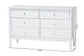 Baxton Studio Hoffman Dresser - 6-Drawer Horizontal Storage Cabinet with Scalloped Apron and Turned Legs for Bedroom, White