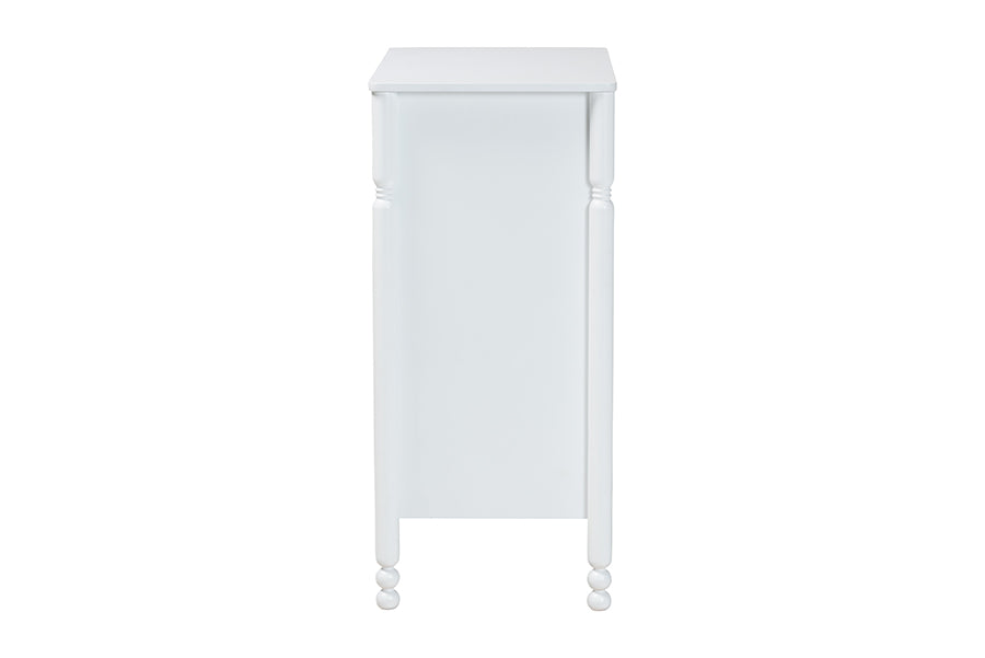 Baxton Studio Hoffman Chest - 4-Drawer Vertical Storage Cabinet with Scalloped Apron and Turned Legs for Bedroom, White