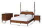 Baxton Studio Hoffman 4-Piece Scalloped Bedroom Set - Farmhouse Bed Frame with Matching Dresser and 2-Drawer Nightstands, Walnut Brown, Queen