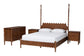 Baxton Studio Hoffman 4-Piece Scalloped Bedroom Set - Farmhouse Bed Frame with Matching Dresser and 2-Drawer Nightstands, Walnut Brown, Queen