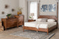 Baxton Studio Hoffman 4-Piece Scalloped Bedroom Set - Farmhouse Bed Frame with Matching Dresser, Chest, and 2-Drawer Nightstand, Walnut Brown, Queen
