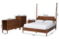Baxton Studio Hoffman 4-Piece Scalloped Bedroom Set - Farmhouse Bed Frame with Matching Dresser, Chest, and 2-Drawer Nightstand, Walnut Brown, King