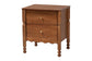 Baxton Studio Hoffman Nightstand - 2-Drawer Bedside Table with Scalloped Apron and Turned Legs for Bedroom, Walnut Brown