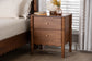 Baxton Studio Hoffman Nightstand - 2-Drawer Bedside Table with Scalloped Apron and Turned Legs for Bedroom, Walnut Brown