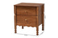 Baxton Studio Hoffman Nightstand - 2-Drawer Bedside Table with Scalloped Apron and Turned Legs for Bedroom, Walnut Brown