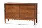 Baxton Studio Hoffman Dresser - 6-Drawer Horizontal Storage Cabinet with Scalloped Apron and Turned Legs for Bedroom, Walnut Brown
