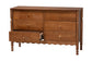 Baxton Studio Hoffman Dresser - 6-Drawer Horizontal Storage Cabinet with Scalloped Apron and Turned Legs for Bedroom, Walnut Brown