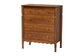 Baxton Studio Hoffman Chest - 4-Drawer Vertical Storage Cabinet with Scalloped Apron and Turned Legs for Bedroom, Walnut Brown