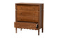 Baxton Studio Hoffman Chest - 4-Drawer Vertical Storage Cabinet with Scalloped Apron and Turned Legs for Bedroom, Walnut Brown