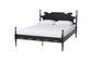 Baxton Studio Gaetano Platform Bed - Four Poster Bed Frame with Turned Posts and Panel Headboard for Bedroom, Black, Queen