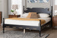 Baxton Studio Gaetano Platform Bed - Four Poster Bed Frame with Turned Posts and Panel Headboard for Bedroom, Black, Queen