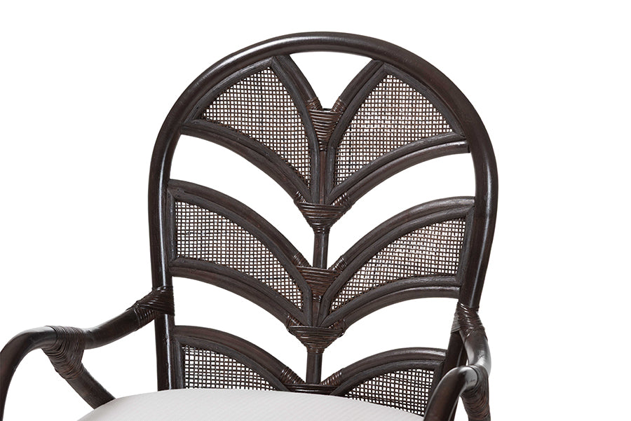 bali & pari Niven Natural Rattan Counter Stool with Cushion - Handwoven Wicker Accent Stool with Banana Leaf Backrest Design for Kitchen Island