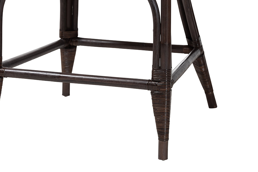 bali & pari Niven Natural Rattan Counter Stool with Cushion - Handwoven Wicker Accent Stool with Banana Leaf Backrest Design for Kitchen Island