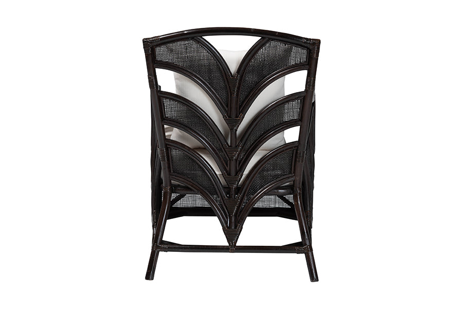 bali & pari Paden Natural Rattan Armchair - Handwoven Wicker Accent Chair with Banana Leaf Frame for Living Room or Sun Room