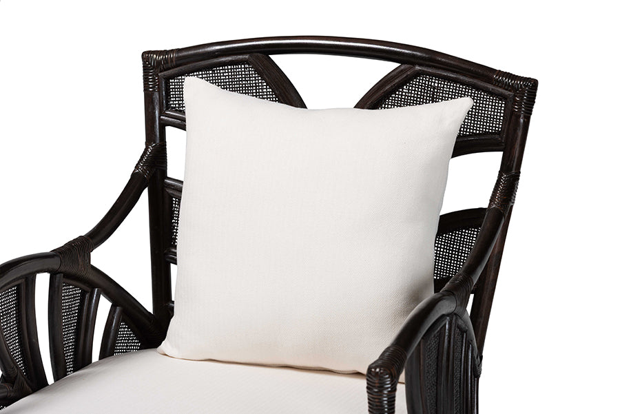 bali & pari Paden Natural Rattan Armchair - Handwoven Wicker Accent Chair with Banana Leaf Frame for Living Room or Sun Room