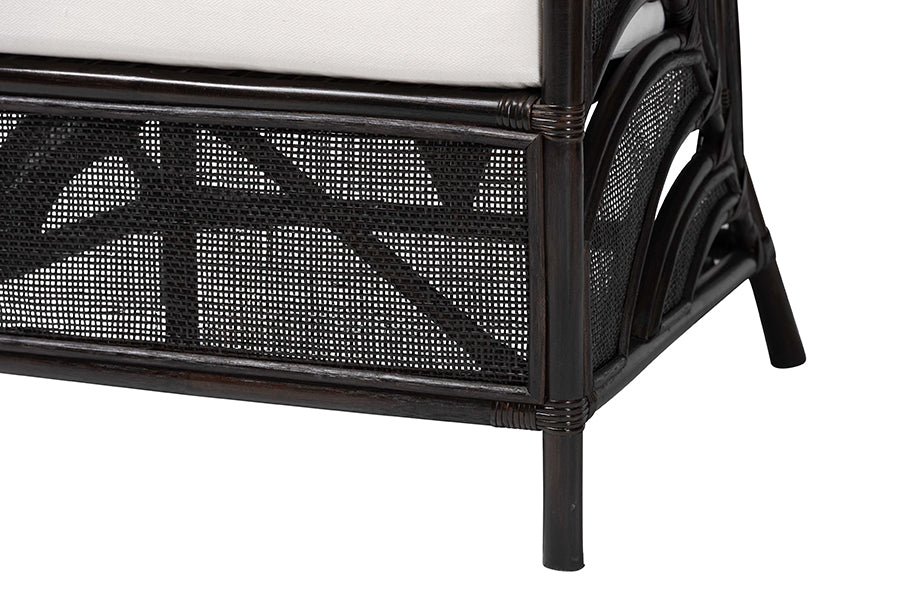 bali & pari Paden Natural Rattan Armchair - Handwoven Wicker Accent Chair with Banana Leaf Frame for Living Room or Sun Room