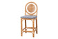 bali & pari Oberon Natural Rattan Counter Stool with Cushion - Handwoven Wicker Kitchen Island Seating with Sunburst Backrest