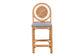 bali & pari Oberon Natural Rattan Counter Stool with Cushion - Handwoven Wicker Kitchen Island Seating with Sunburst Backrest