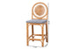 bali & pari Oberon Natural Rattan Counter Stool with Cushion - Handwoven Wicker Kitchen Island Seating with Sunburst Backrest