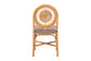 bali & pari Oberon Natural Rattan Dining Chair with Cushion - Handwoven Wicker Bistro Accent Seating with Sunburst Backrest