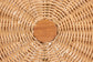 bali & pari Oberon Natural Rattan Dining Chair with Cushion - Handwoven Wicker Bistro Accent Seating with Sunburst Backrest