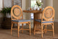 bali & pari Oberon Natural Rattan Dining Chair with Cushion - Handwoven Wicker Bistro Accent Seating with Sunburst Backrest