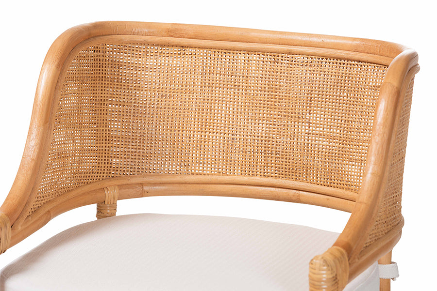 bali & pari Ottis Natural Rattan Counter Stool with Cushion - Handwoven Wicker Kitchen Island or Lounge Seating with Integrated Footrest