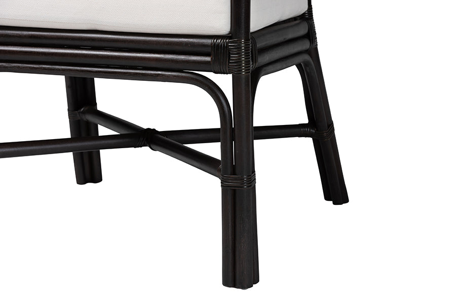 bali & pari Oscar Natural Rattan Dining Chair - Handwoven Wicker Accent Chair with Chevron Back and Armrests for Kitchen or Dining Room