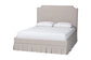 Baxton Studio Ronelyn Platform Bed with Pleated Skirt - Fabric Upholstered Bed Frame with Panel Headboard, Queen
