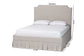 Baxton Studio Ronelyn Platform Bed with Pleated Skirt - Fabric Upholstered Bed Frame with Panel Headboard, Queen