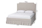 Baxton Studio Ronelyn Platform Bed with Pleated Skirt - Fabric Upholstered Bed Frame with Panel Headboard, Queen