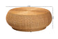 bali & pari Beatriz Natural Rattan Coffee Table : Handwoven Wicker Accent Table with Sculptural Drum Silhouette and Round Tabletop for Living Room or Sunroom