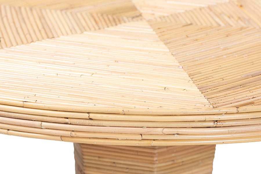bali & pari Benito Natural Rattan Dining Table - Handcrafted Wicker Table with Hourglass Pedestal Base for Kitchen, Dining Room, or Breakfast Nook