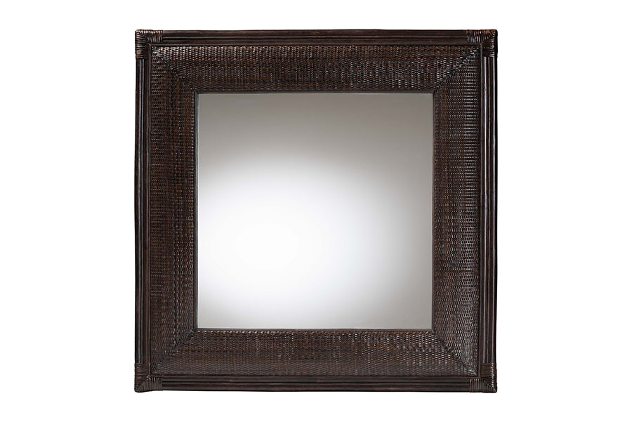 bali & pari Candela Natural Rattan Wall Mirror - Handwoven Wicker Accent Piece with Inset Mirrored Glass and Textured Frame