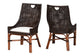 bali & pari Petra Natural Rattan 2-Piece Dining Chair Set - Handwoven Wicker Accent Chair with Wingback Profile and Cutout Handle, Espresso