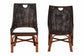 bali & pari Petra Natural Rattan 2-Piece Dining Chair Set - Handwoven Wicker Accent Chair with Wingback Profile and Cutout Handle, Espresso