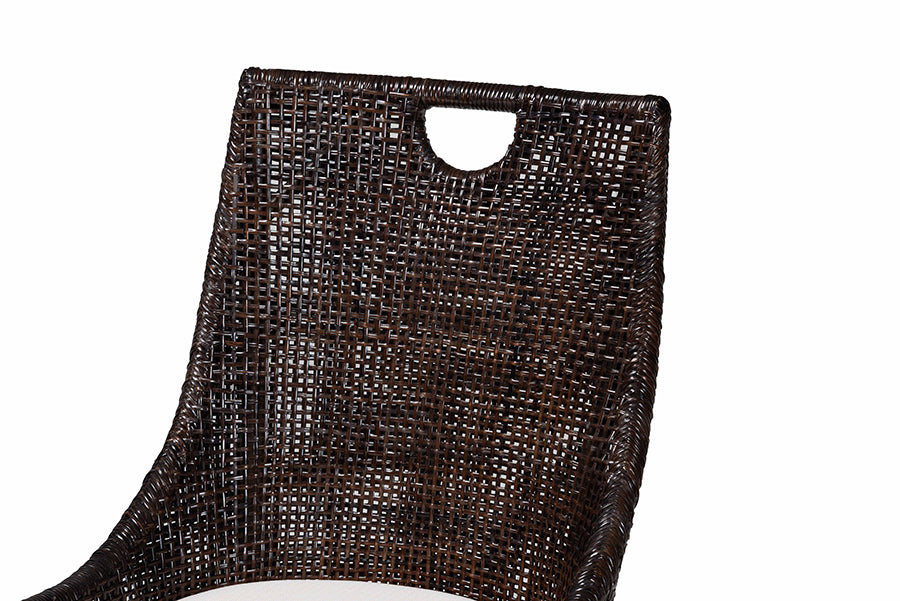 bali & pari Petra Natural Rattan 2-Piece Dining Chair Set - Handwoven Wicker Accent Chair with Wingback Profile and Cutout Handle, Espresso