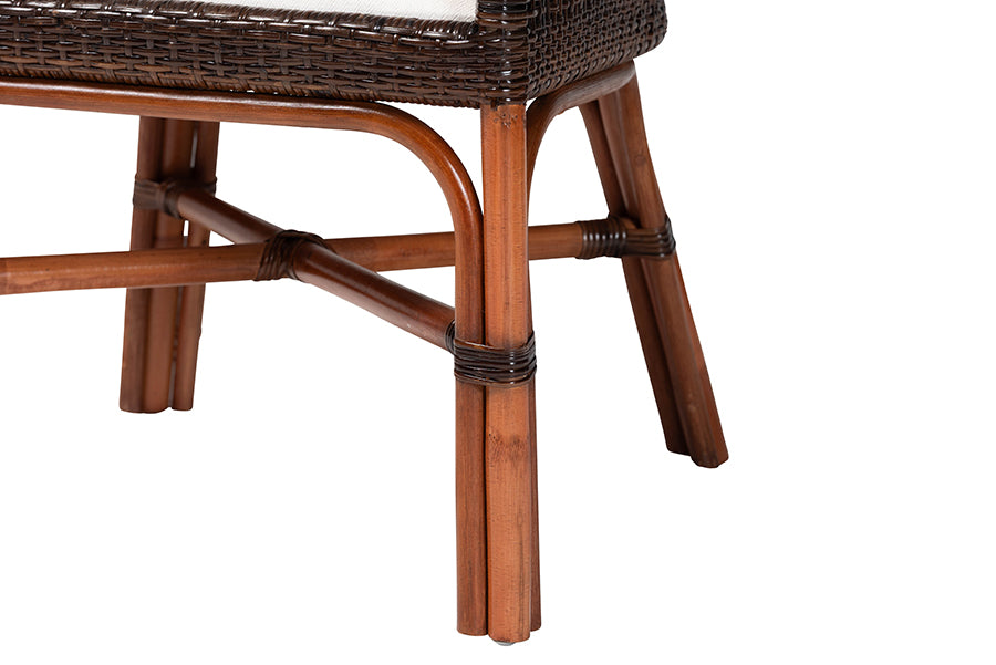 bali & pari Petra Natural Rattan 2-Piece Dining Chair Set - Handwoven Wicker Accent Chair with Wingback Profile and Cutout Handle, Espresso