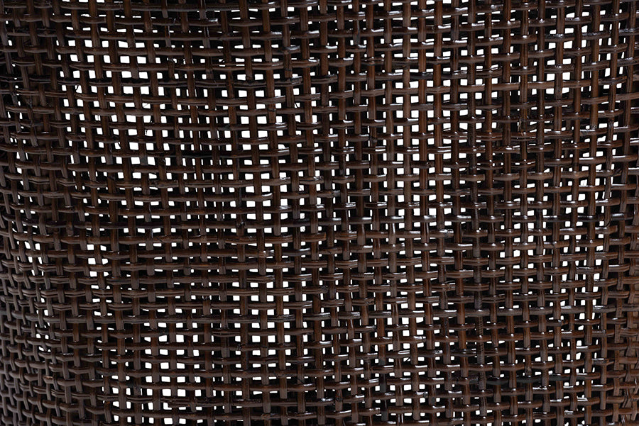 bali & pari Petra Natural Rattan 2-Piece Dining Chair Set - Handwoven Wicker Accent Chair with Wingback Profile and Cutout Handle, Espresso