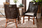bali & pari Petra Natural Rattan 2-Piece Dining Chair Set - Handwoven Wicker Accent Chair with Wingback Profile and Cutout Handle, Espresso